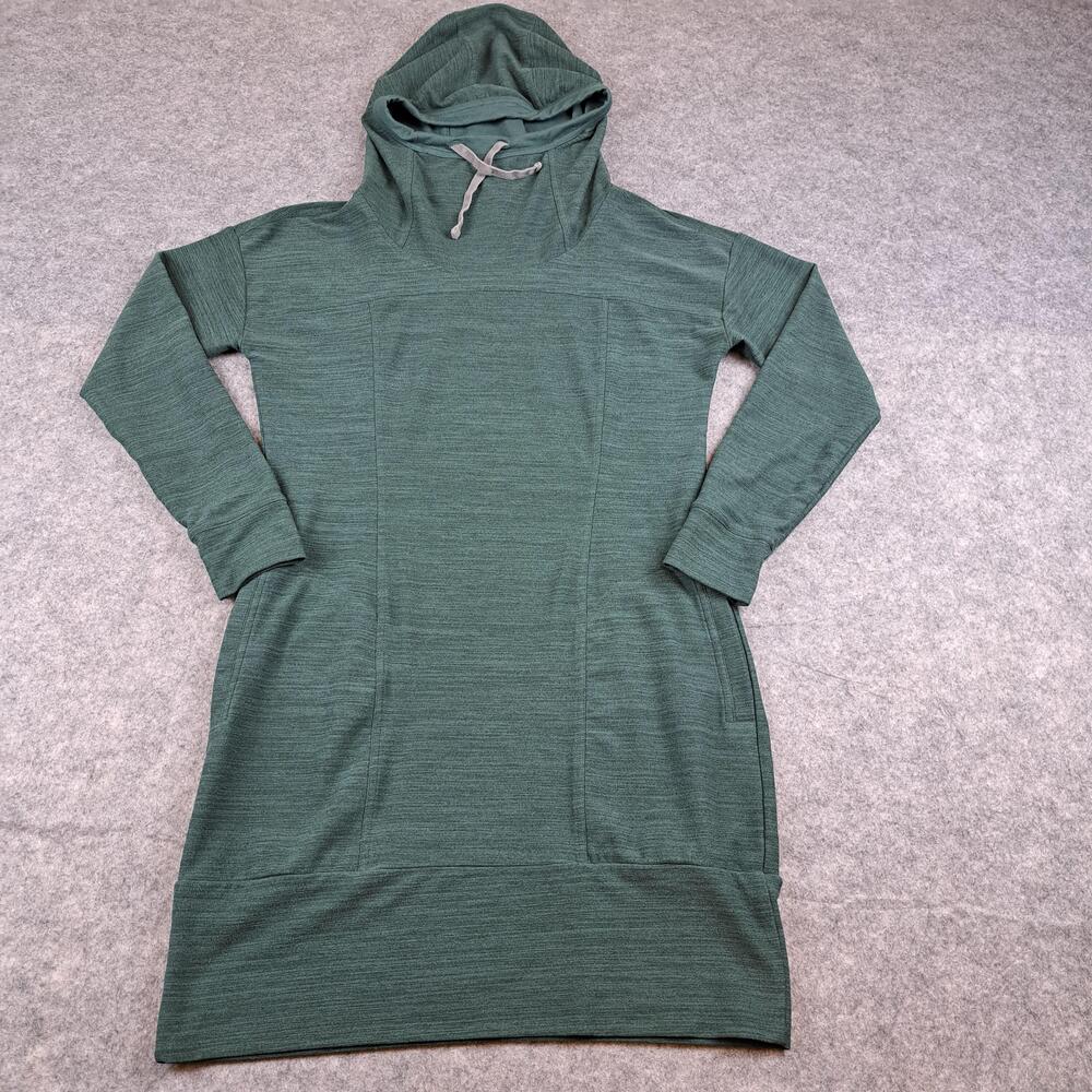 Toad & Co Dress Womens Small Green Hooded Sweatshirt Tunic Pockets Cozy Casual